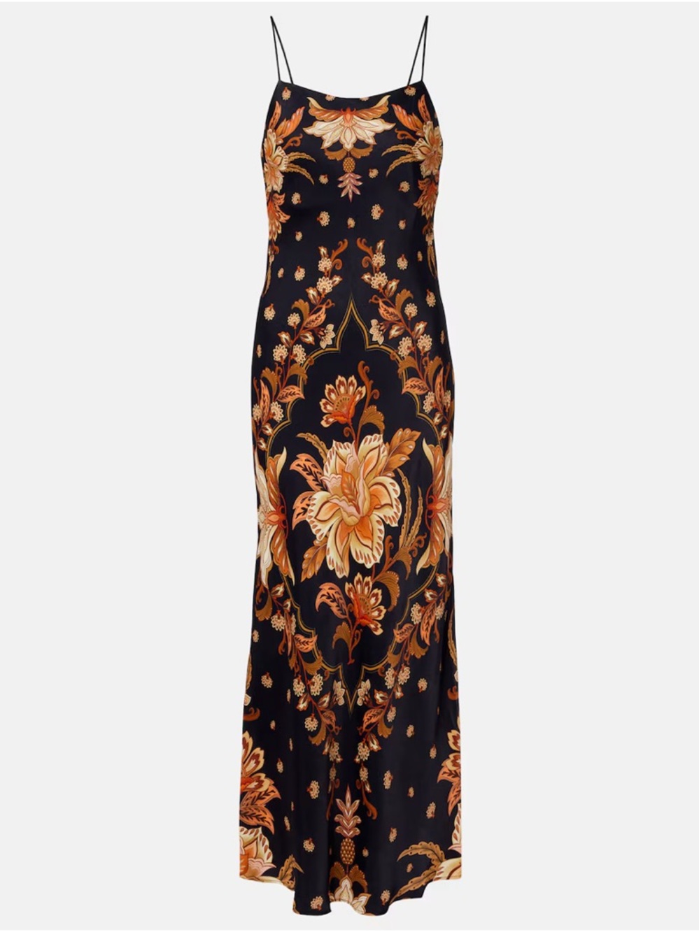Farm Rio Black Majestic Garden Slip Maxi Dress